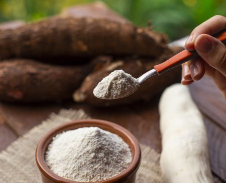 cassava-flour-with-cassava-background-farm cassava-flour-with-cassava-background-farm